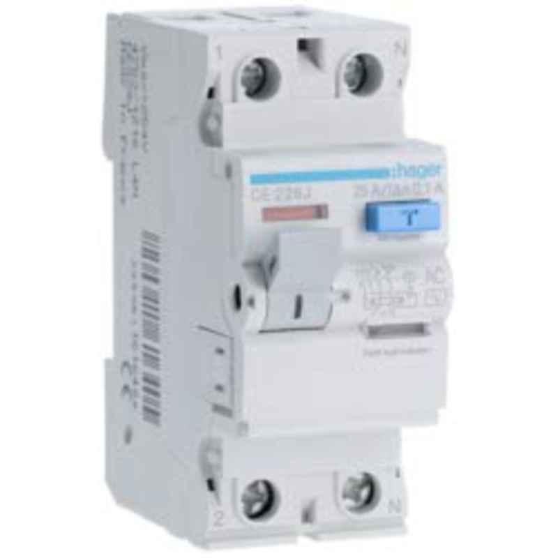 Hager 25A 100mA Double Pole Residual Current Circuit Breaker, CEC226J