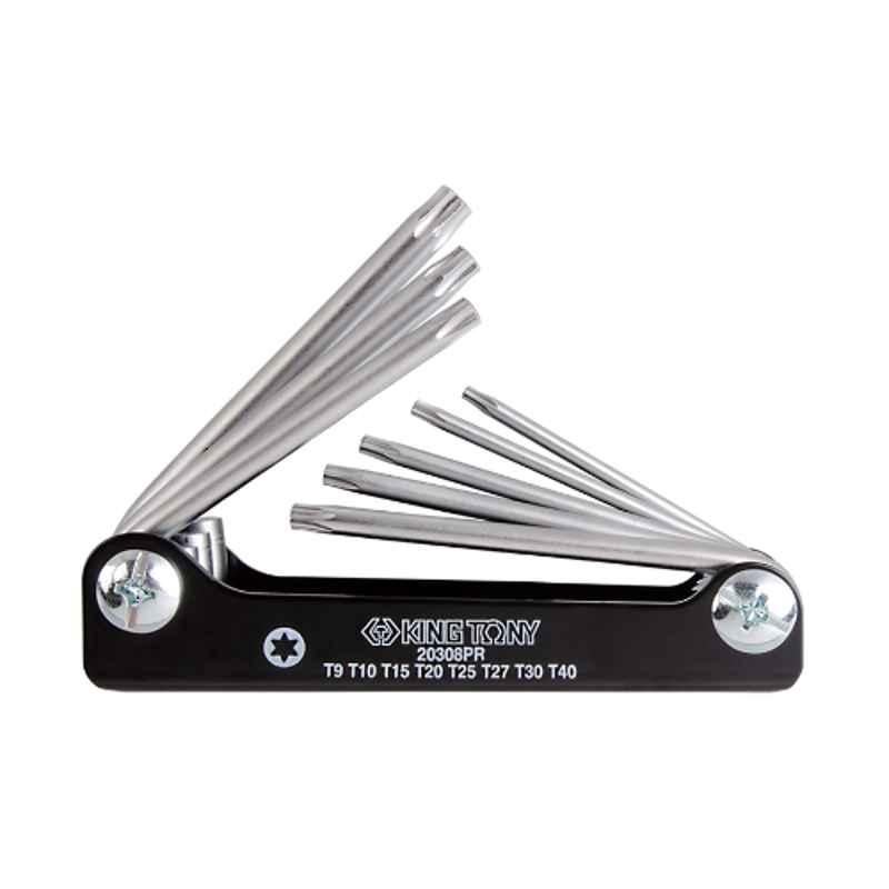 King Tony 8 Pcs T9-T40 Chrome Knife Type Torx Wrench Set, 20308PR