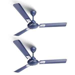 Longway Creta-P2 50W Silver & Blue Ultra High Speed 3 Blade Anti-Dust Decorative Ceiling Fan, Sweep: 1200 mm (Pack of 2)