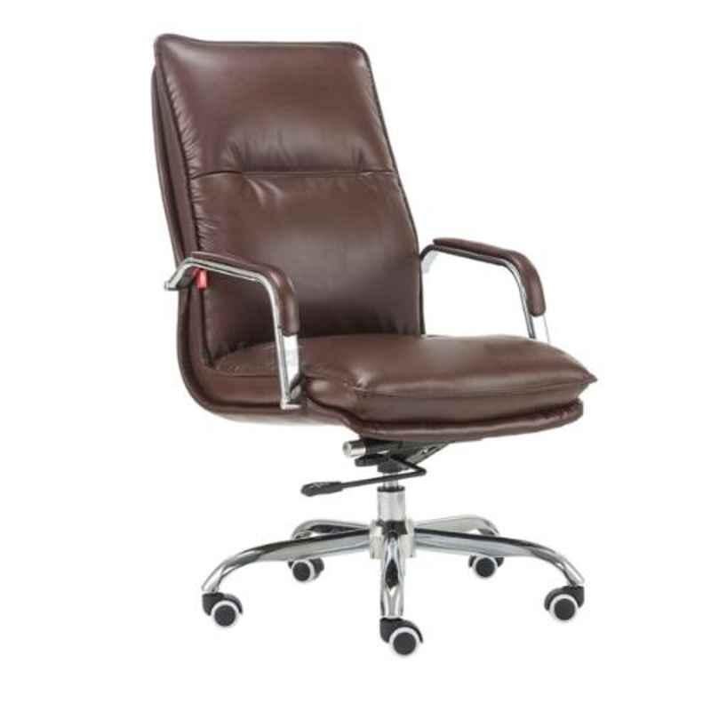 Modern India Leatherette Brown High Back Office Chair, MI243 (Pack of 2)