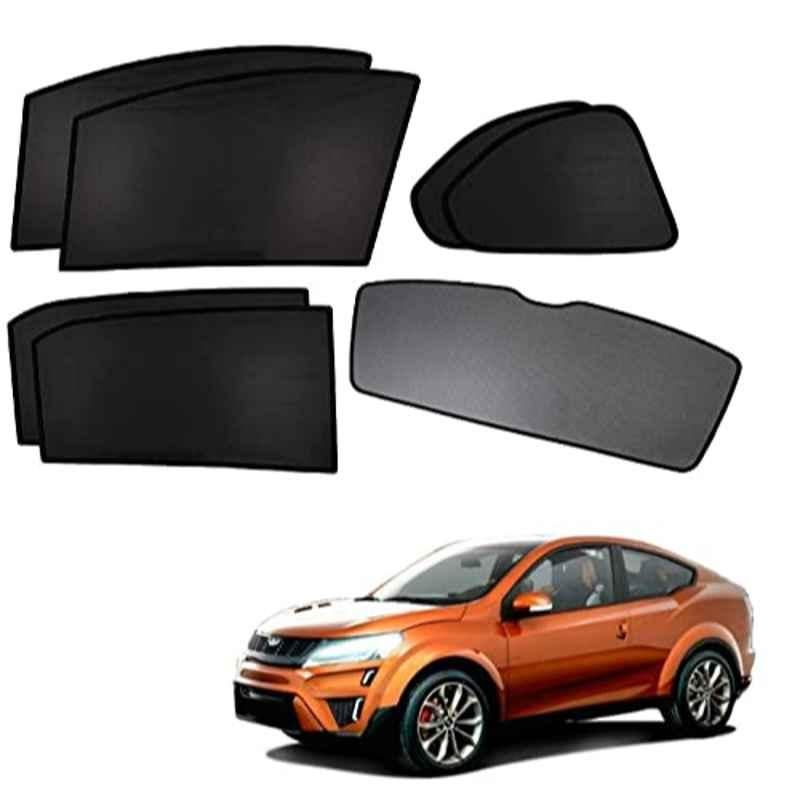 Kozdiko 5 Pcs Polyester Black Non Magnetic Window & Rear Sun Shades Set for Mahindra Xuv Aero