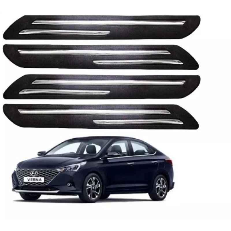 Sca Rubber Car Side Bumper Protector Guard with Double Chrome Strip for Hyundai Verna All Model Black Set Of 4, SCA-5ZC83D
