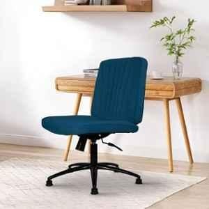 Cellbell Comfy Velvet Medium Back Blue Ergonomic Chair without Wheel, CBHKFOC14459