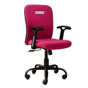 Newturn Rainbow Velvet Pink Medium Back Ergonomic Revolving Chair with Height Adjustment