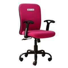 Newturn Rainbow Velvet Pink Medium Back Ergonomic Revolving Chair with Height Adjustment