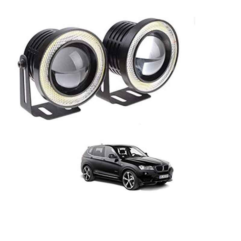 Kozdiko 2 Pcs 15W 3.5 inch High Power White LED Projector COB Fog Light Set with White Angel Eye Ring for BMW X3, koz_89388