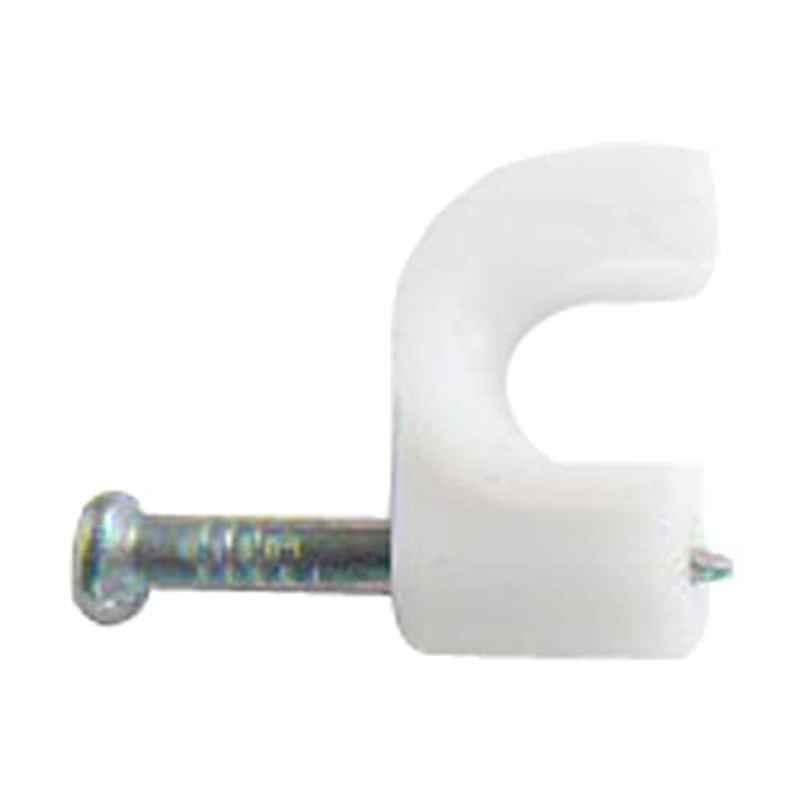 Merriway 4mm White Round Cable Clip, BH02258 (Pack of 200)