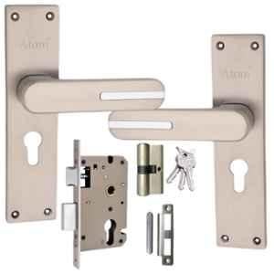 ATOM 203mm Alloy Steel Silver Satin Finish Mortise Door Lock Set, MH-O48-CY-SS-BSK