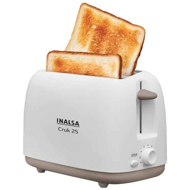 Inalsa Cruk 2S 750W 2 Slice Plastic White Auto Pop Up Toaster with 2 Years Warranty