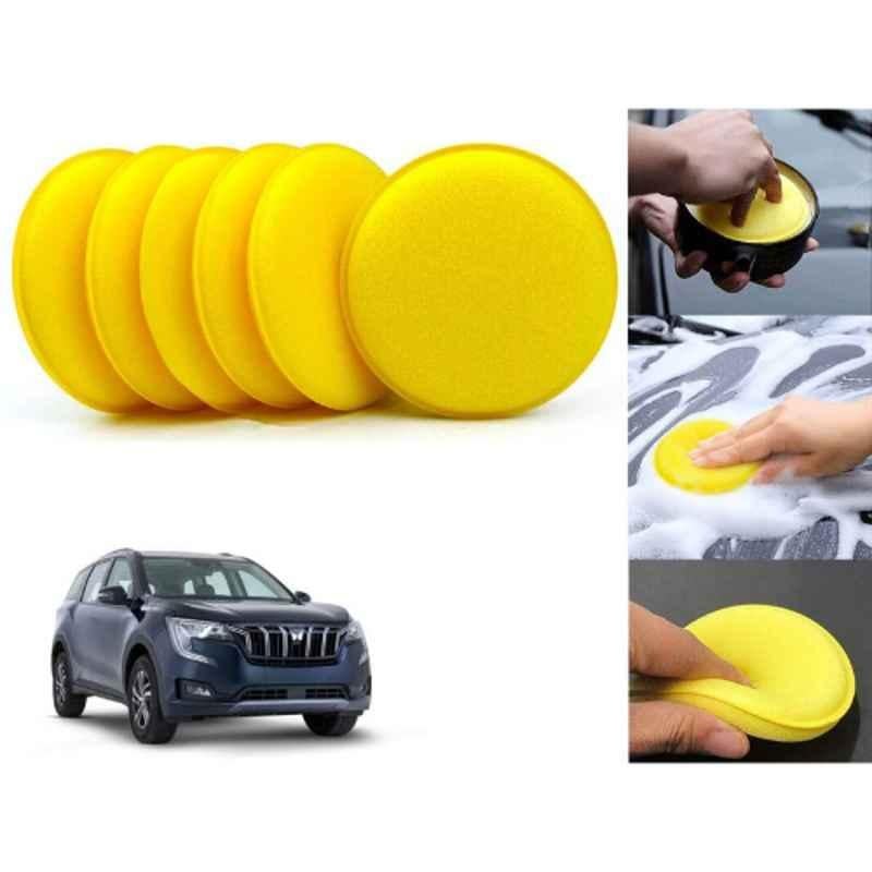 Auto Pearl Polyurethane Beige Washing & Waxing Polish Foam Sponge for XUV 700 2022 (Pack of 6)