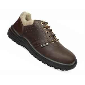 Krieger Leather Dark Brown Low Ankle Steel Toe High Performance Work Safety Shoes, KR 2001, Size:10