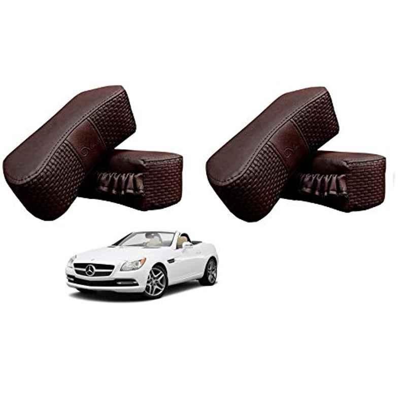 Kozdiko 4 Pcs CV Designer Cola Leatherite Neck Rest Car Cushion Pillow Set for Mercedes Benz SLK-Class