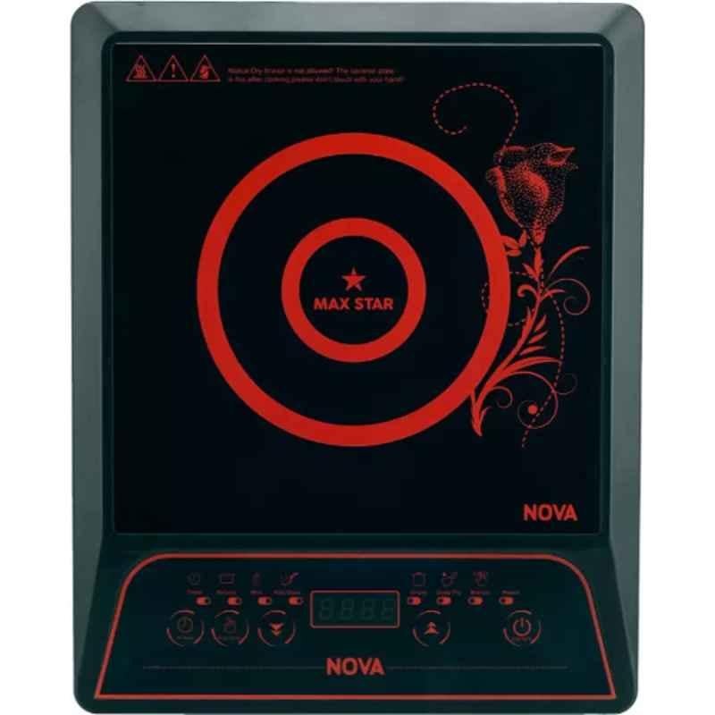 MAX STAR Nova 1C04 2000W Red & Black Push Button Induction Cooktop