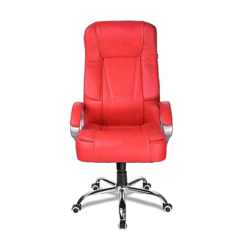 Red leather 2024 office chair