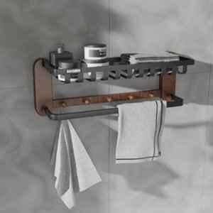 Lorazzo 24 inch ABS & Stainless Steel Black Matt Foldable Towel Rack, LRZTR0351S01
