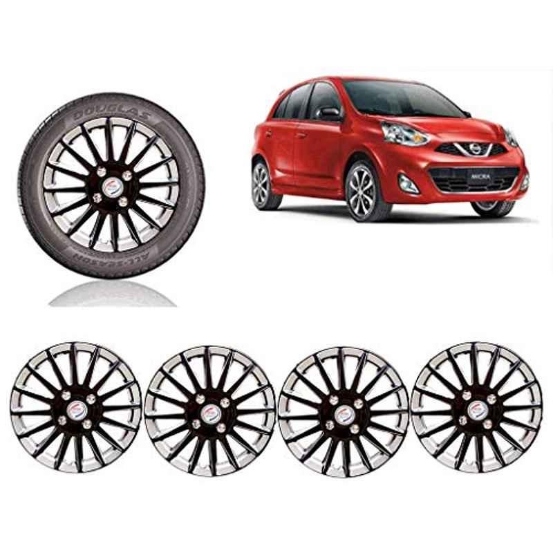 Auto Pearl 4 Pcs 14 inch ABS Black Car Wheel Cover Set for Nissan Micra2015