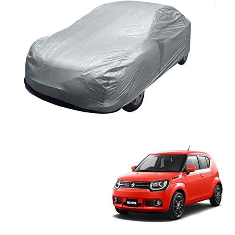 Kozdiko Silver Matty Car Body Cover with Buckle Belt for Maruti Suzuki Ignis