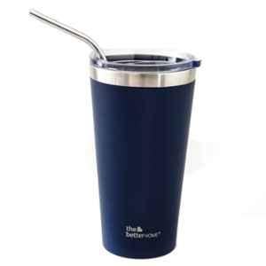 The Better Home 450ml Stainless Steel Blue Insulated Tumbler with Straw & Lid