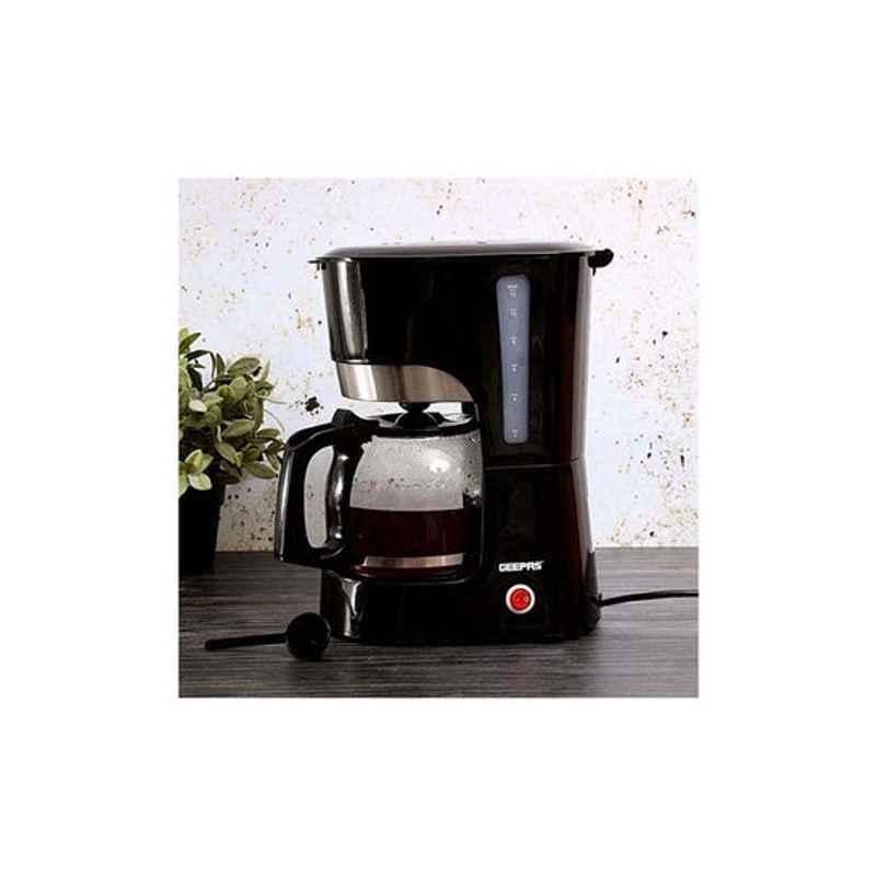 Geepas 1.5L 1000W Glass Black & Clear Coffee Maker, GCM6103