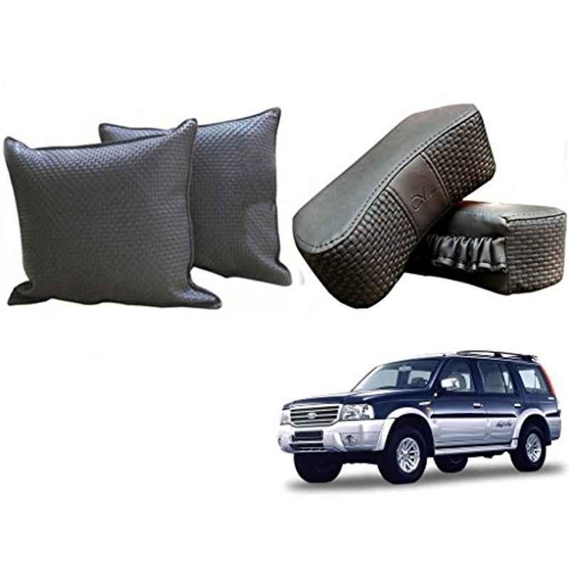 Kozdiko One Pair Grey Neck Rest & One Pair Cushion Combo for Ford Endeavour