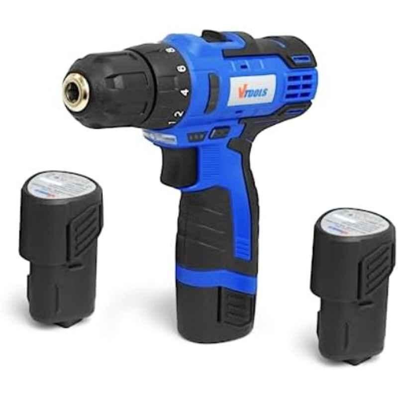 VTOOLS 600W 12V Dual Speed Cordless Drill Driver with 2 Lithium-Ion Batteries, VT1202-BMC