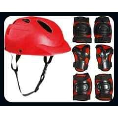 STYRKR Plastic & EVA Foam Red Protective Guard Cycling Set 7-in-1 Medium Size 11-15 Year Cycling Helmet Kit Cycling KitKIT-1036