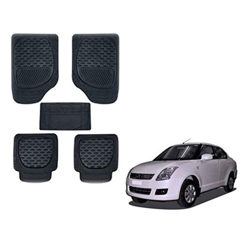 Kozdiko 6255TW 5 Pcs PVC & Rubber Black Car Mat Set for Maruti Suzuki Swift Dzire