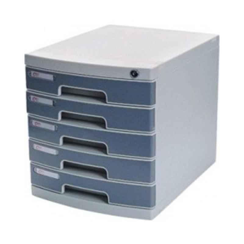 Deli 5 Drawer Grey Plastic Cabinet with Lock in Front