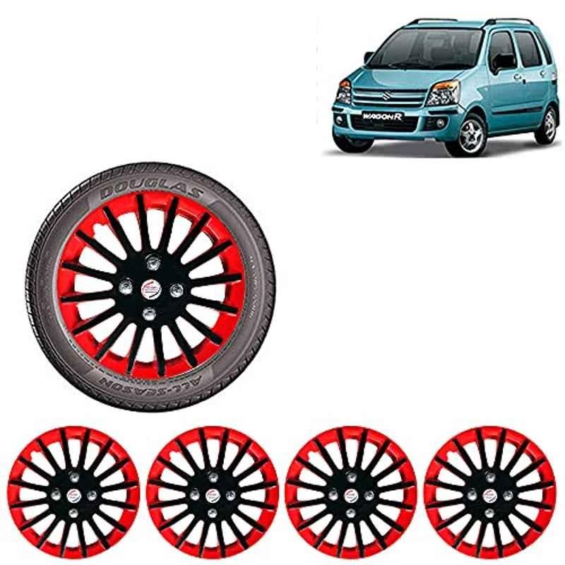 Auto Pearl 4 Pcs 13 inch ABS Red & Black Car Wheel Cover Set for Maruti Suzuki WagonR 2006 & 2010