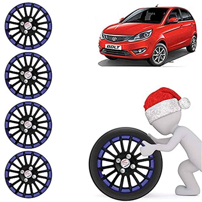 Auto Pearl 4 Pcs 15 inch ABS Black & Blue Car Wheel Cover Set for TATA Bolt XT