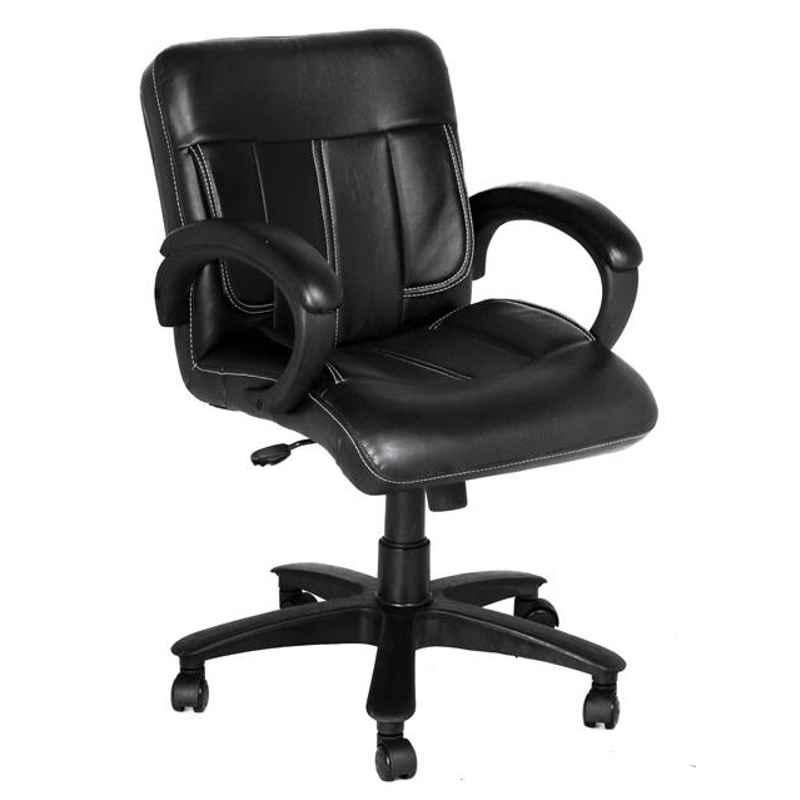 High Living Neptune Leatherette Medium Back Black Office Chair