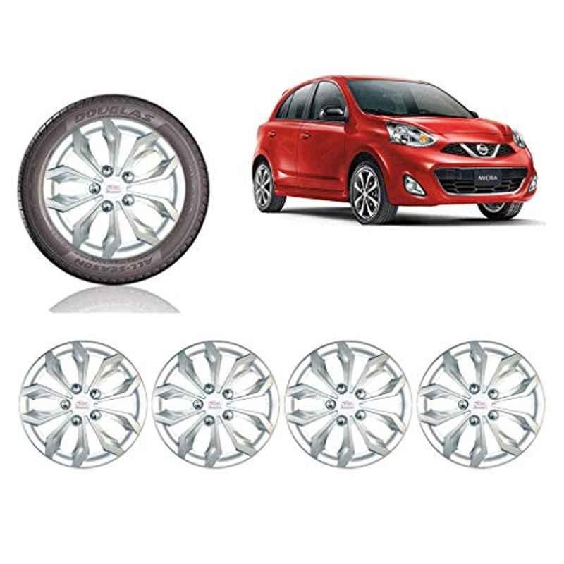 Auto Pearl 4 Pcs 14 inch ABS Silver Car Wheel Cover Set for Nissan Micra 2015