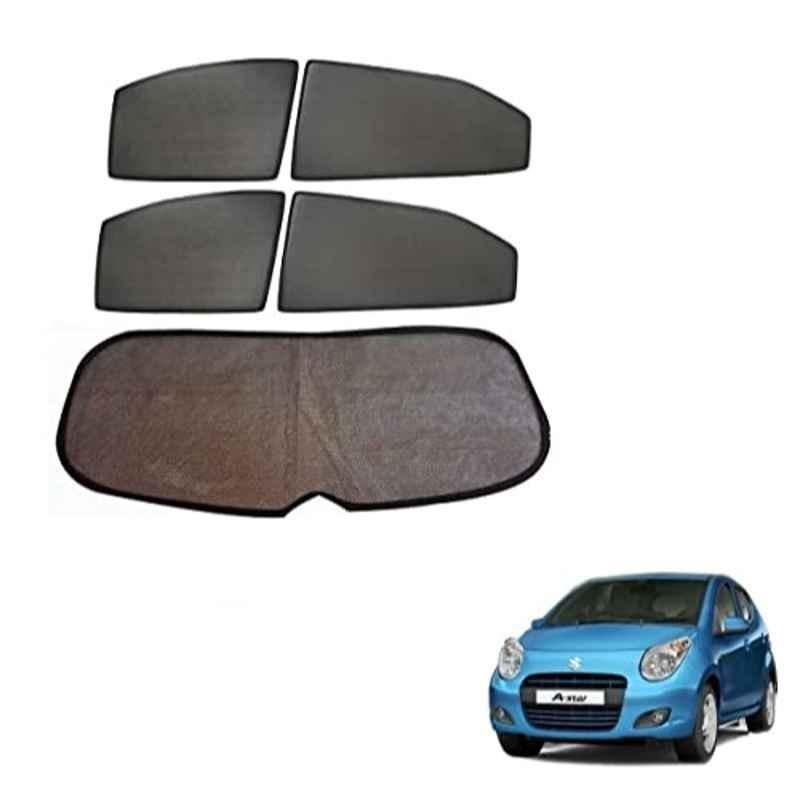 Kozdiko 5 Pcs Mesh Black Fixed Window & Rear Sun Shades Set for Maruti Suzuki A-Star