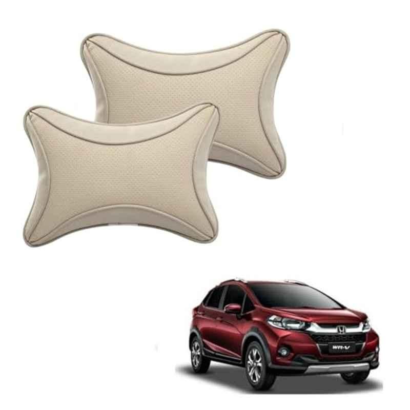 Kozdiko 2 Pcs Memory Foam & Polyester Beige Dots Car Neck Rest Pillow Set for Honda WRV, XNVJVHGJFH270