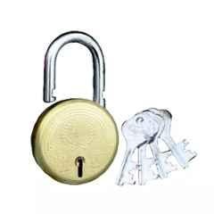 Harrison T-26 65mm Steel Gold Finish Hardened 4 Keys Shackle Padlock, 0555