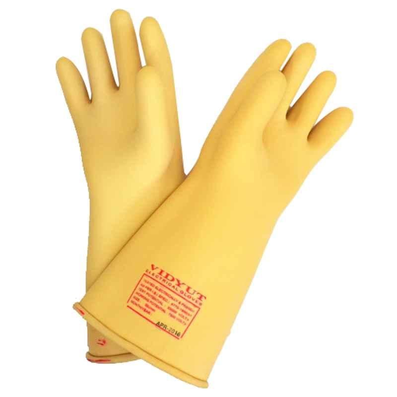 RPES VIDYUT 355mm 150g White & Yellow Electrical Insulated Rubber Seamless Hand Gloves