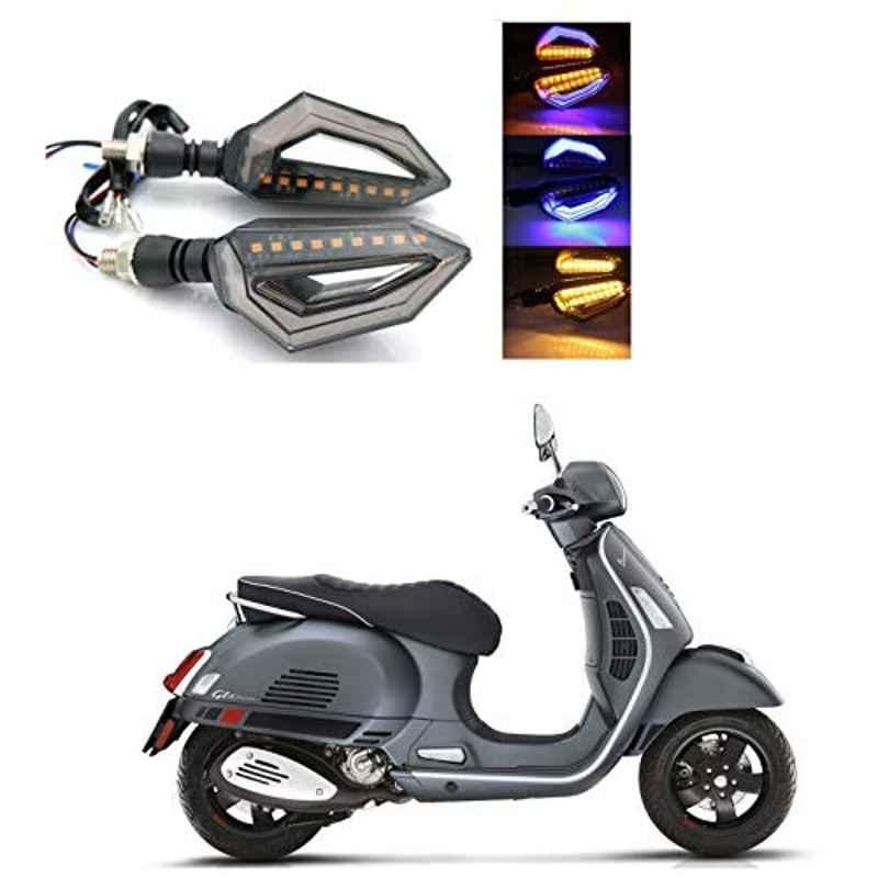 Kozdiko 4 Pcs Bike D Shaped 9 LED Front & Rear Side Turn Signal Indicator Light Set for Vespa GTS 300