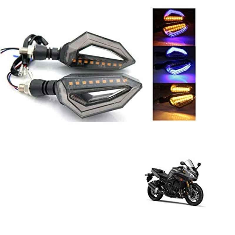 Kozdiko 4 Pcs Bike D Shaped 9 LED Front & Rear Side Turn Signal Indicator Light Set for Yamaha Fazer