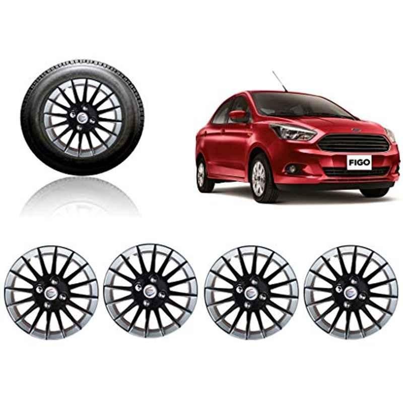 Auto Pearl 4 Pcs 14 inch ABS Silver & Black ABS Wheel Cover Set for Ford Figo New