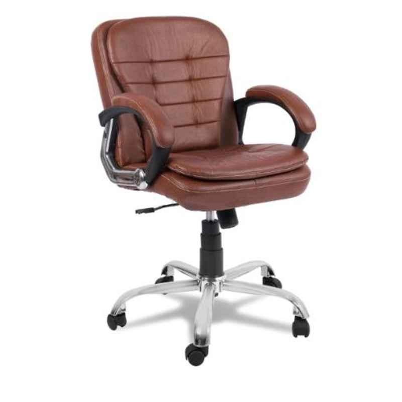 Modern India Leatherate Brown High Back Office Chair, MI212