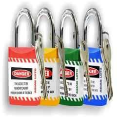 Asian Loto Red, Yellow, Green & Blue Regular Shackle Jacket Padlock, ALC-LPR-RYGB (Pack of 4)