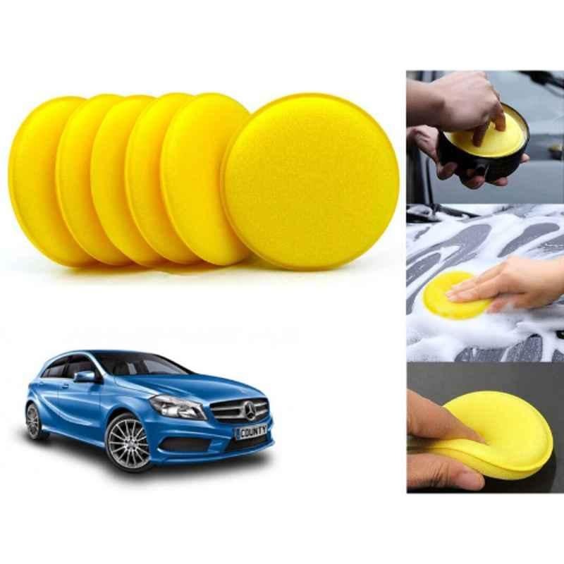 Auto Pearl Polyurethane Beige Washing & Waxing Polish Foam Sponge for A180 (Pack of 6)