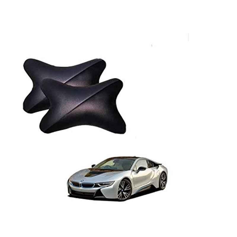 Kozdiko 2 Pcs Memory Foam Grey & Black Car Neck Rest Cushion Pillow Set for BMW I8