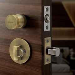 Plantex Stainless Steel Gold Pull Push Door Handle Lock Set for Bathroom