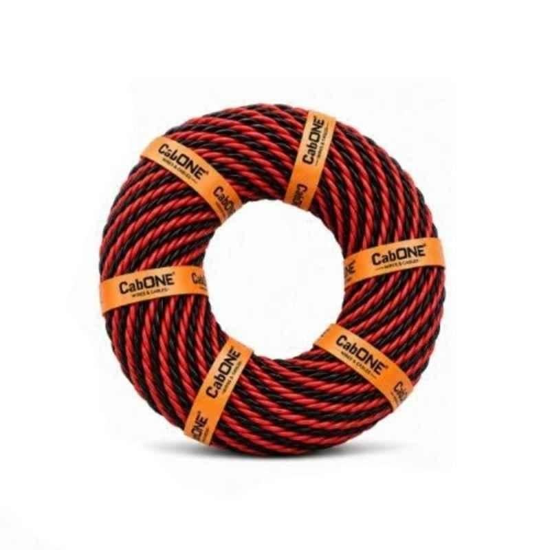 CabONE 10/76 Red & Black 2 Core PVC Insulated Twisted Flexible Copper Cable, Length: 45 m
