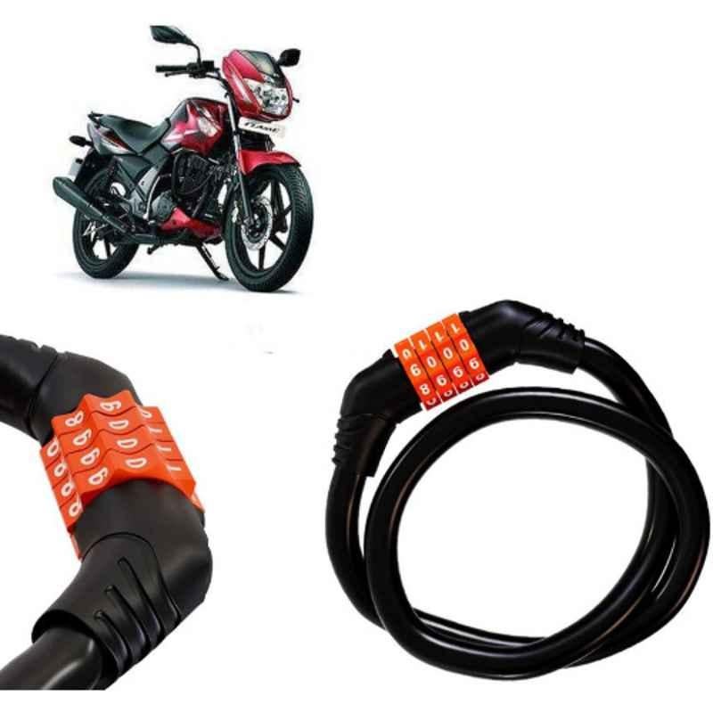 Auto Pearl Black & Orange 4 Digit Anti-Theft Combination Number Lock for Flame 125