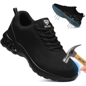 VACPAC Bold Mesh Steel Toe Black Sports Safety Shoes for Daily Use, Size: 11 (Pack of 4)