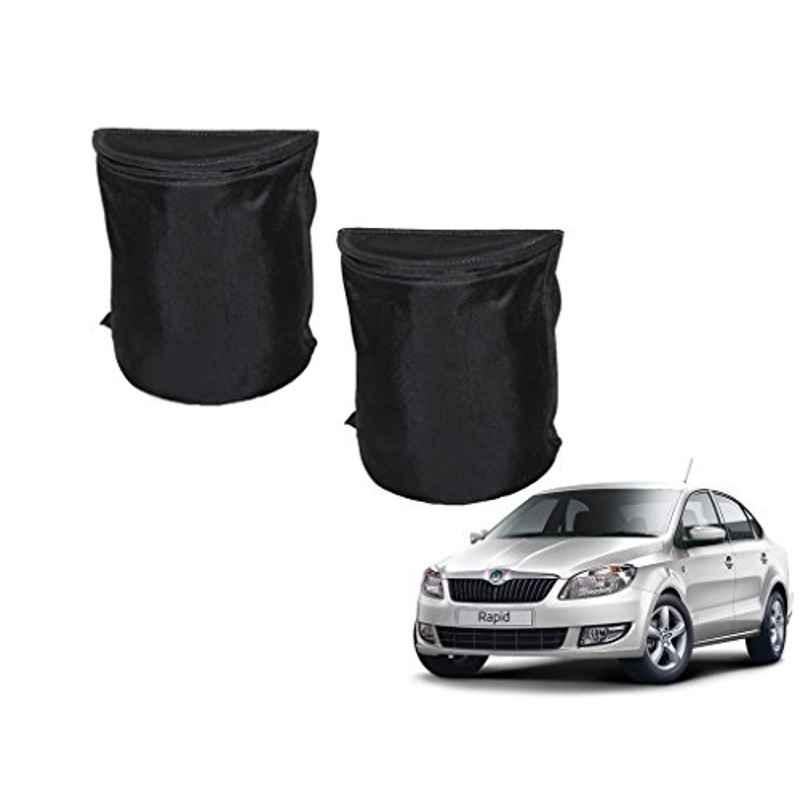 Kozdiko 2 Pcs Black Semi Cylindrical Car Dustbin Set for Skoda Rapid