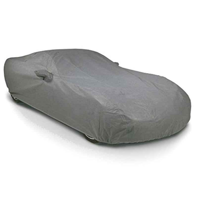 Kozdiko Polyester Matty Grey Double Stitched Body Cover with Buckle Belt & Mirror Pockets for Skoda Rapid
