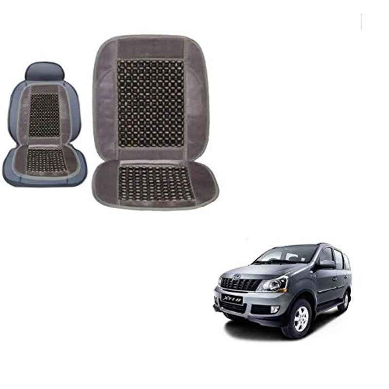 Kozdiko Wooden Bead Seat with Grey Velvet Border for Mahindra Xylo, KOZ-87094